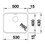 Blanco Supra 500-U Kitchen Sink Technical Drawing